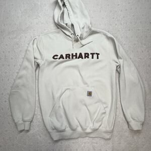 Carhartt Loose Fit Midweight Spellout Sweatshirt in Size Small 105193 Off White